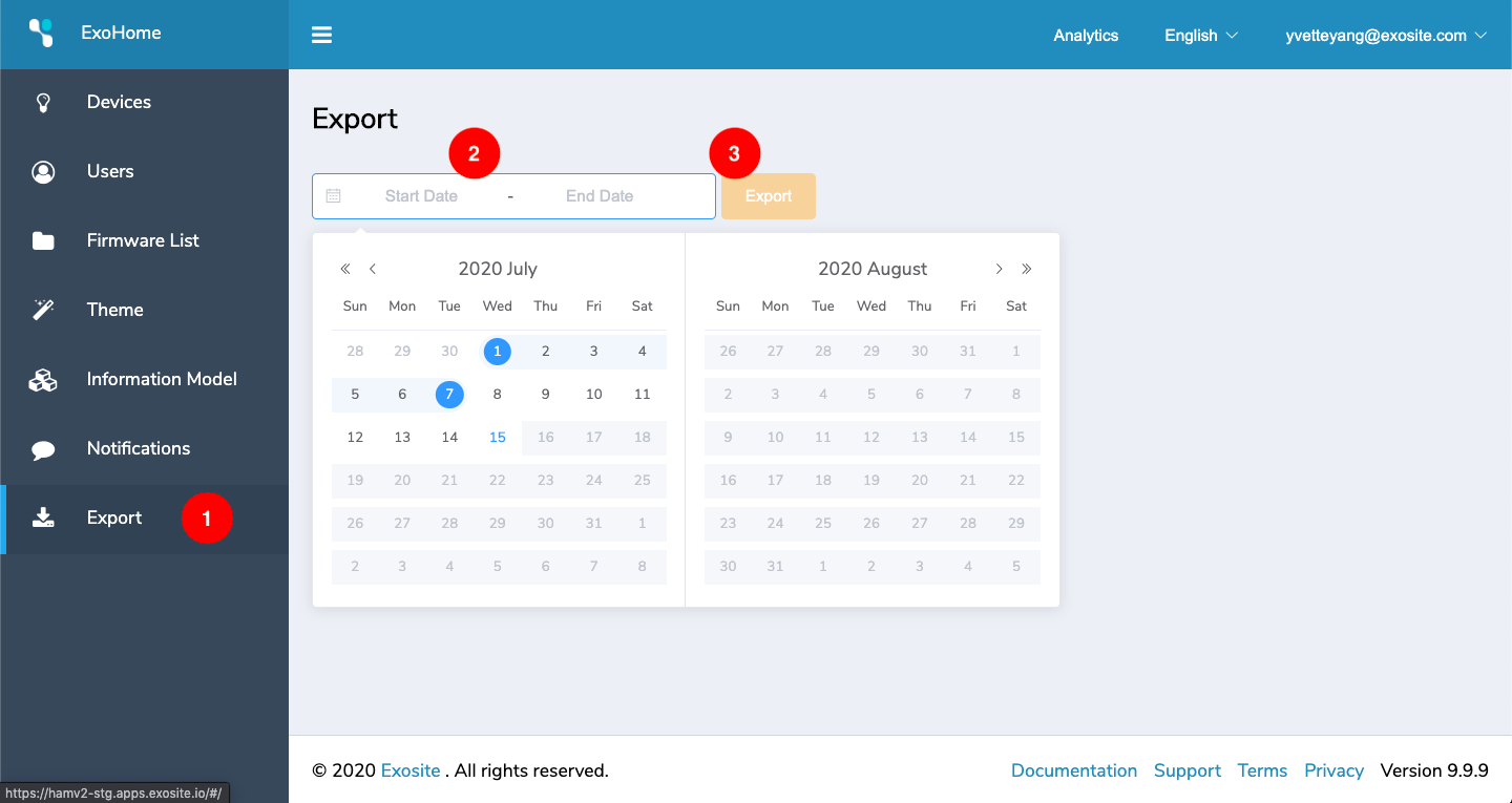 Managing Data Export - ExoHome™ Documentation